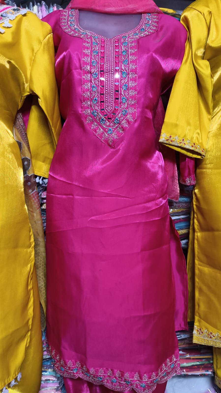 vibrant pink (rani pink) ethnic suit set