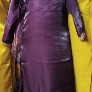 purple lace-trimmed kurta and bottomwear set