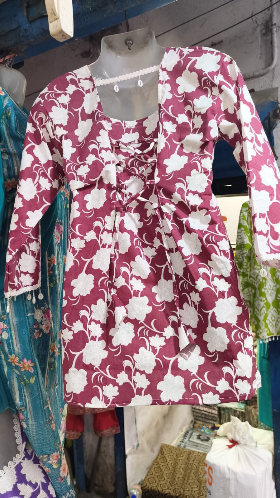 wine-colored short kurti