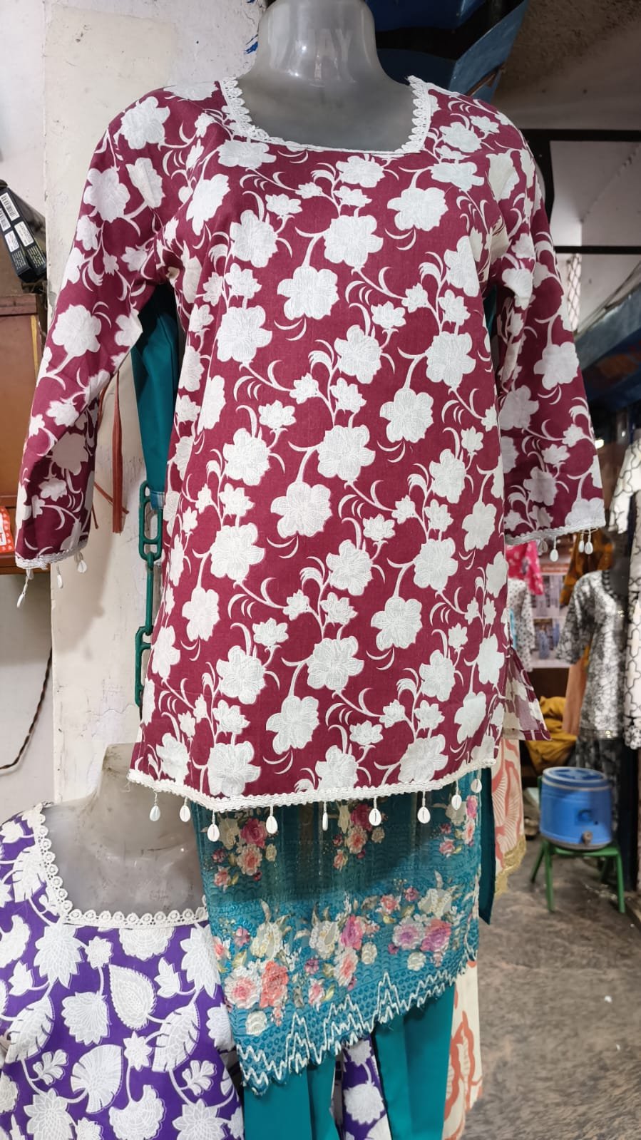 wine-colored short kurti