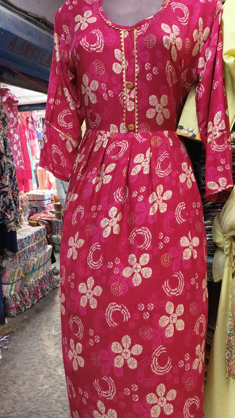 bright pink long kurti